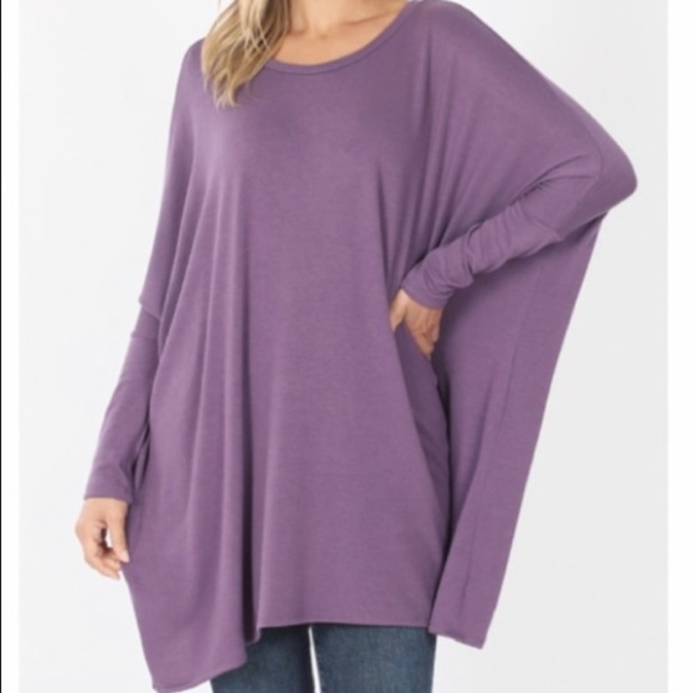 Soft Lilac Lightweight Oversized Sweater/Poncho Var Sizes